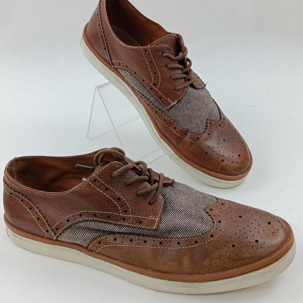 Roberto Vasi Shoes Mens Size 10.5 Brown Leather Wingtip Low Top Casual Sneakers